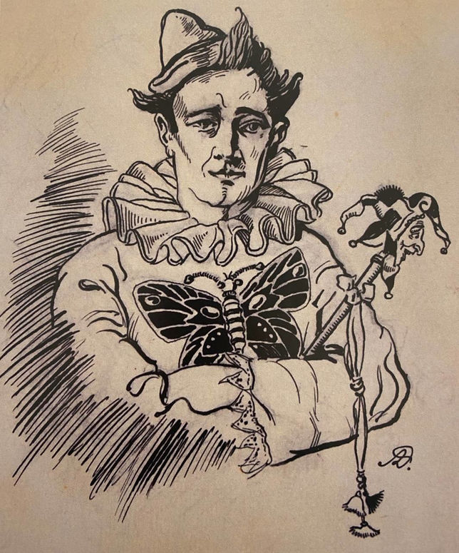 Клоун. Папір, туш. 19,2х16,1. Унизу праворуч монограма автора.